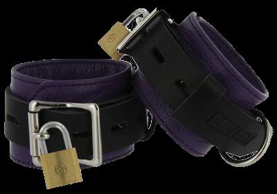 Strict Leather Purple and Black Deluxe Locking Cuffs